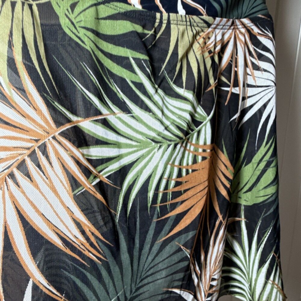 Kona Sol Tropical Leaf Print Halter Tankini Swim Top Built-In Bra Black M - Picture 6 of 9